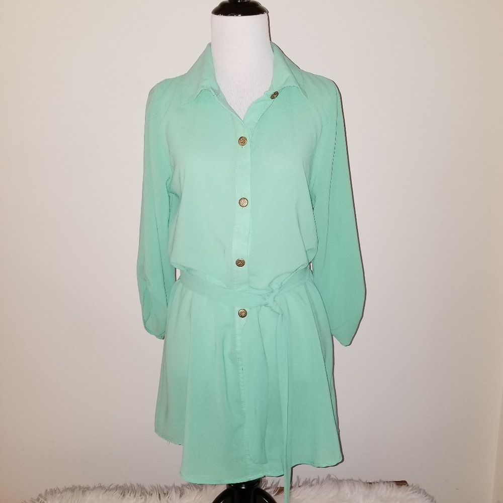 Turquoise Shirt Dress PEACHES AND CREAM